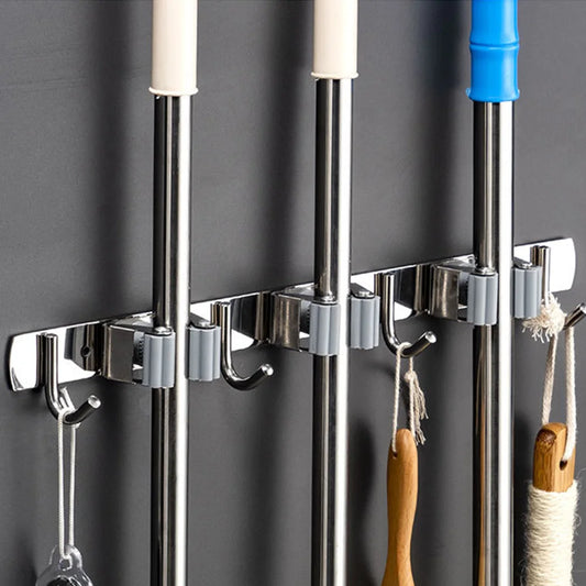 Mop & Broom Holder for Kitchen & Bathroom