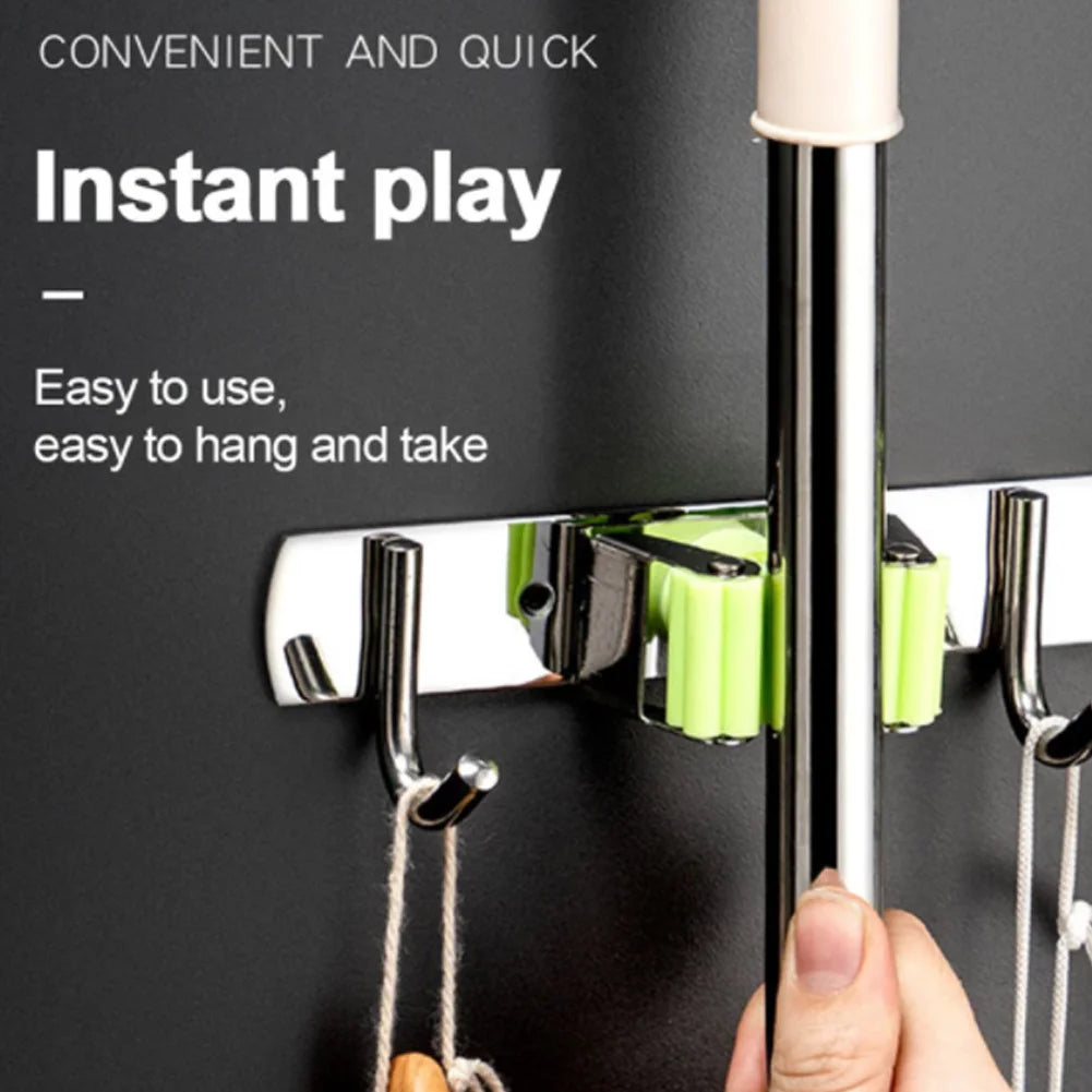 Mop & Broom Holder for Kitchen & Bathroom