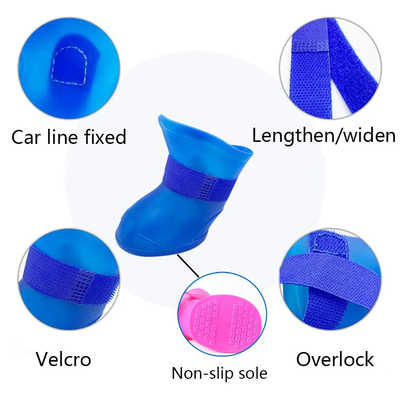 Waterproof Anti-Slip Rain Boots for Dogs and Cats - 4Pcs