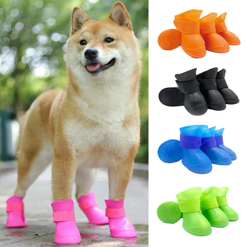 Waterproof Anti-Slip Rain Boots for Dogs and Cats - 4Pcs