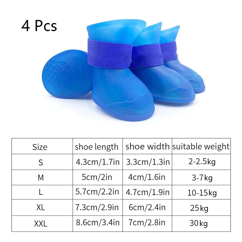 Waterproof Anti-Slip Rain Boots for Dogs and Cats - 4Pcs