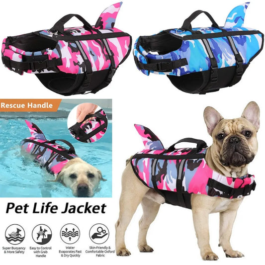 Premium Dog Life Jacket with Shark Fin – Adjustable Pet Swimming Safety Vest