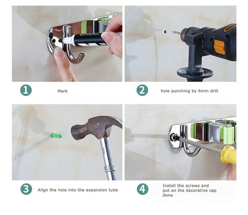 Mop & Broom Holder for Kitchen & Bathroom