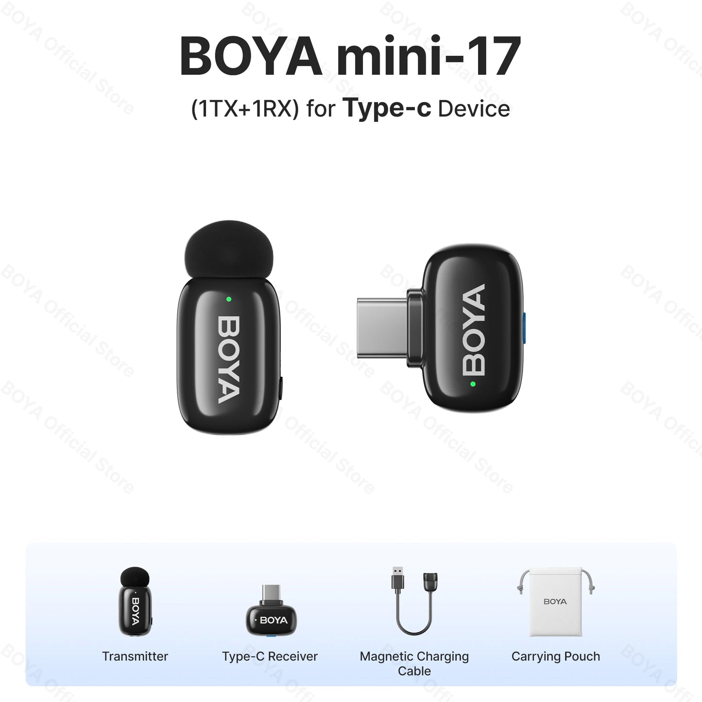 BOYA Mini Wireless Lavalier Microphone – Compact Audio for iOS & Android