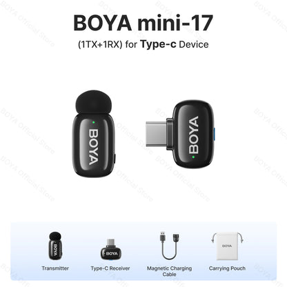 BOYA Mini Wireless Lavalier Microphone – Compact Audio for iOS & Android