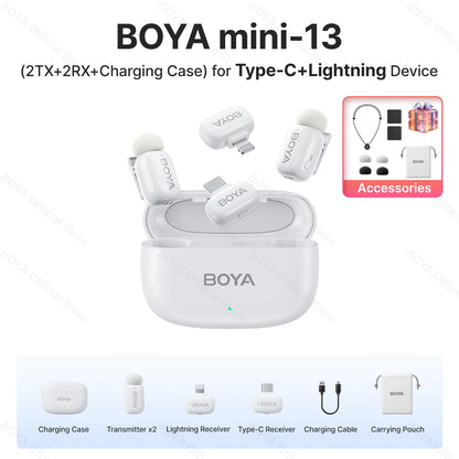 BOYA Mini Wireless Lavalier Microphone – Compact Audio for iOS & Android