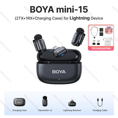 BOYA Mini Wireless Lavalier Microphone – Compact Audio for iOS & Android