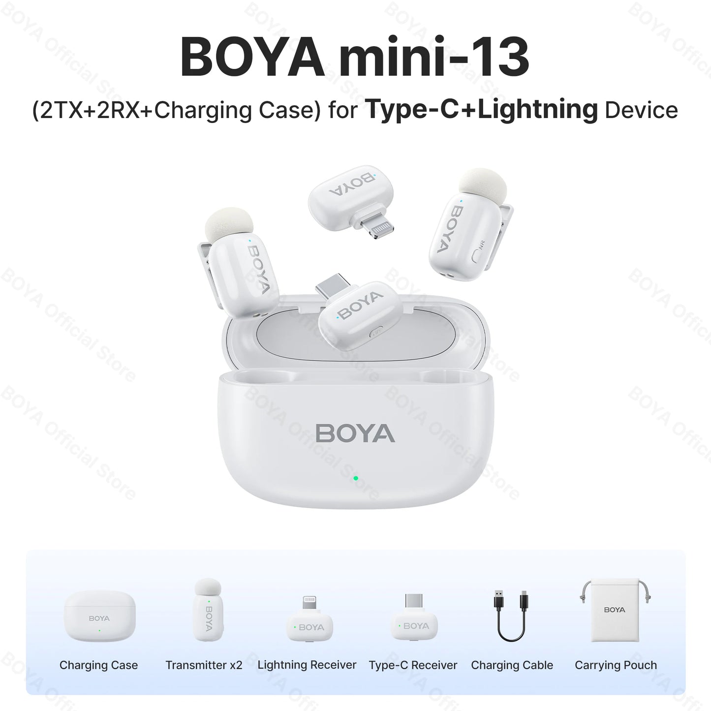 BOYA Mini Wireless Lavalier Microphone – Compact Audio for iOS & Android