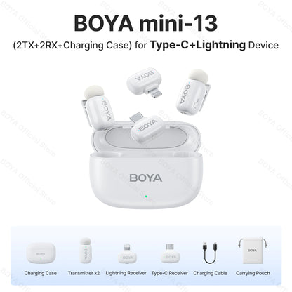 BOYA Mini Wireless Lavalier Microphone – Compact Audio for iOS & Android