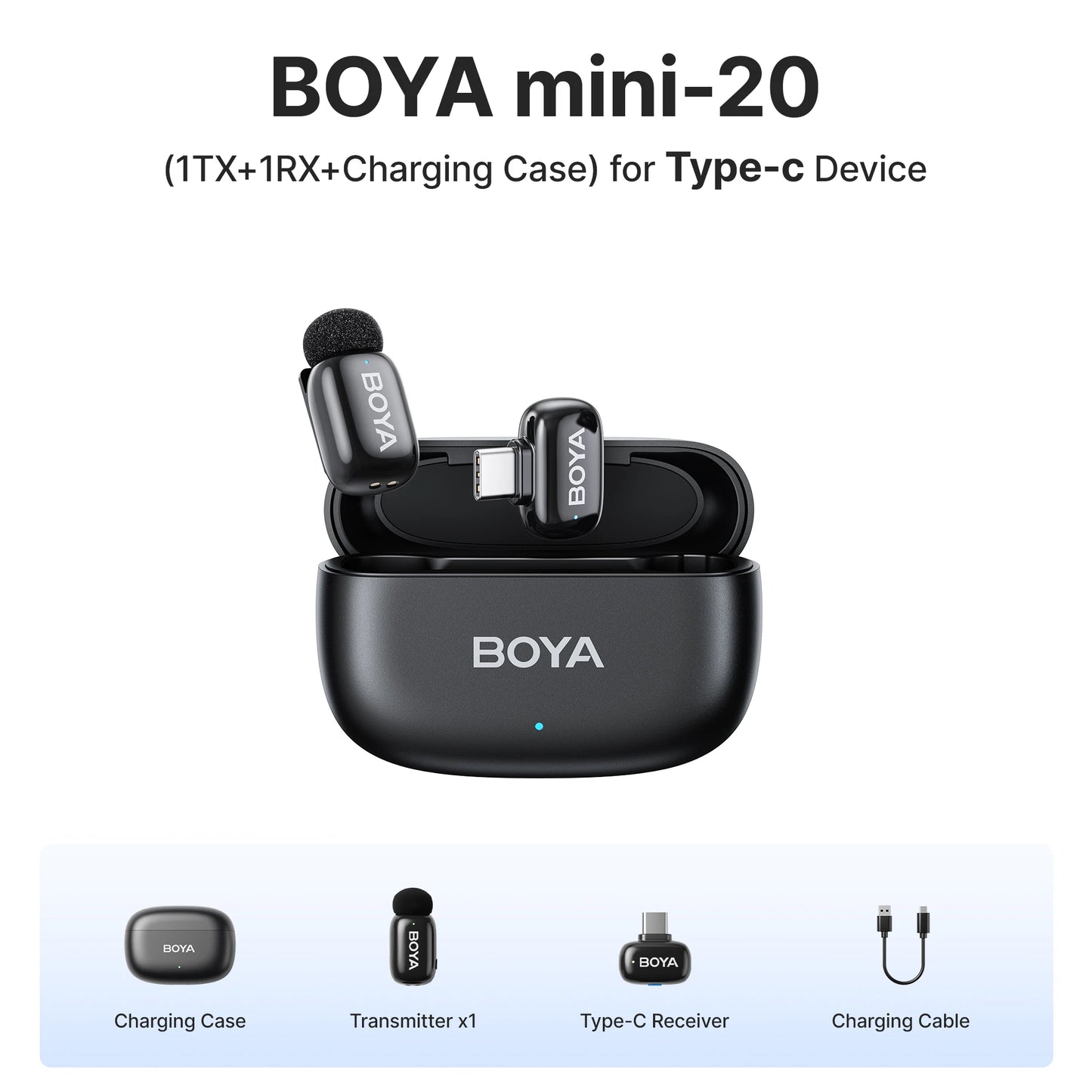 BOYA Mini Wireless Lavalier Microphone – Compact Audio for iOS & Android