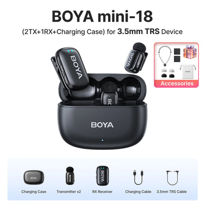 BOYA Mini Wireless Lavalier Microphone – Compact Audio for iOS & Android