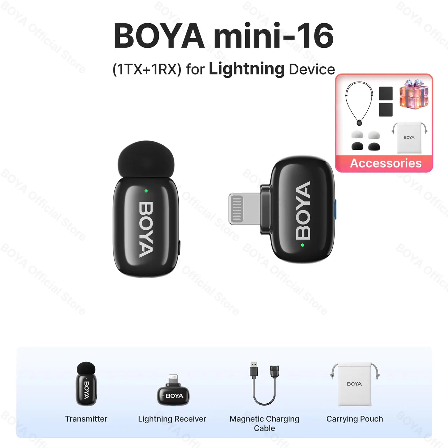 BOYA Mini Wireless Lavalier Microphone – Compact Audio for iOS & Android