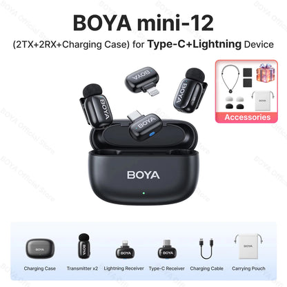 BOYA Mini Wireless Lavalier Microphone – Compact Audio for iOS & Android
