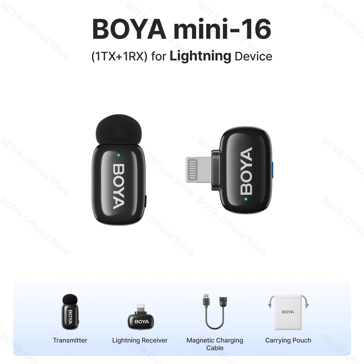 BOYA Mini Wireless Lavalier Microphone – Compact Audio for iOS & Android
