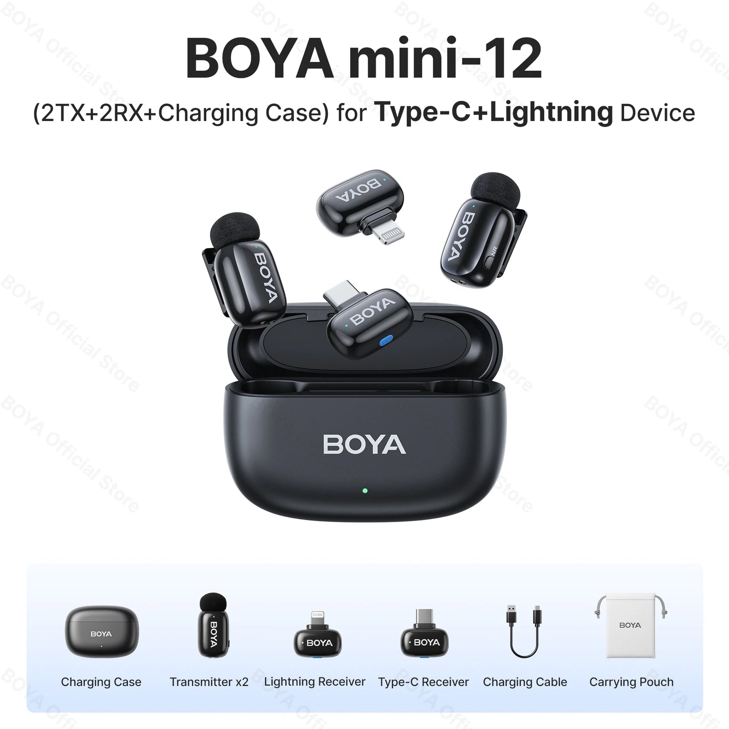 BOYA Mini Wireless Lavalier Microphone – Compact Audio for iOS & Android