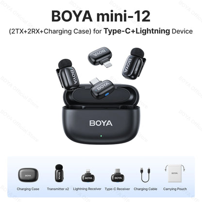 BOYA Mini Wireless Lavalier Microphone – Compact Audio for iOS & Android