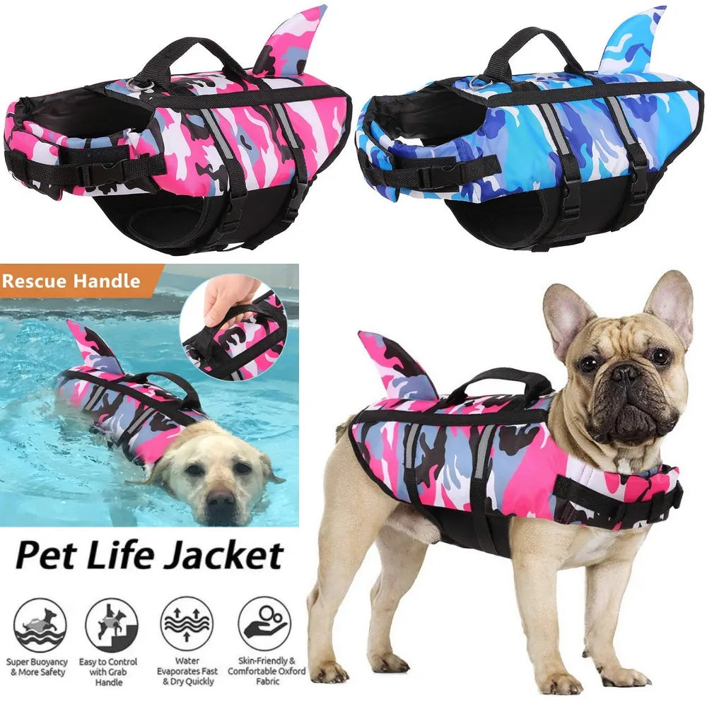 Premium Dog Life Jacket with Shark Fin – Adjustable Pet Swimming Safety Vest